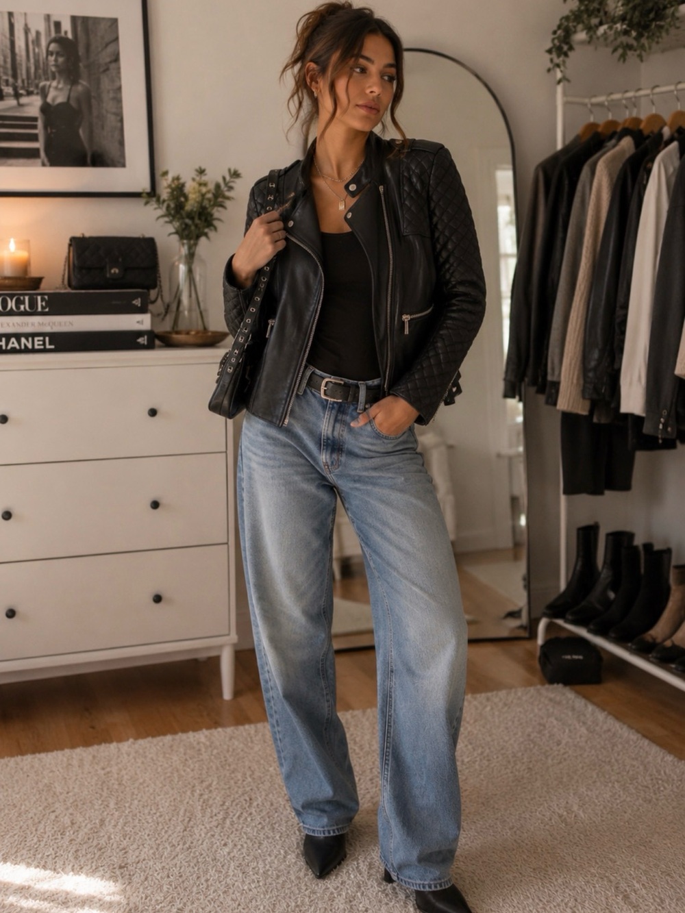 Barbara Bui Black Leather Biker Jacket - Women's lambskin leather